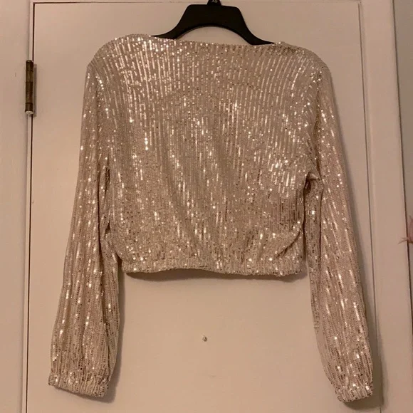 Champagne Sequin Long Sleeve Top - Picture 6 of 8
